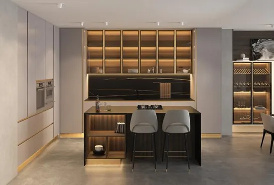 Professional Design Modern Modular Customized Free Lacquer Mat Finish Handleless Quick Delivery Furniture Kitchen Cabinet