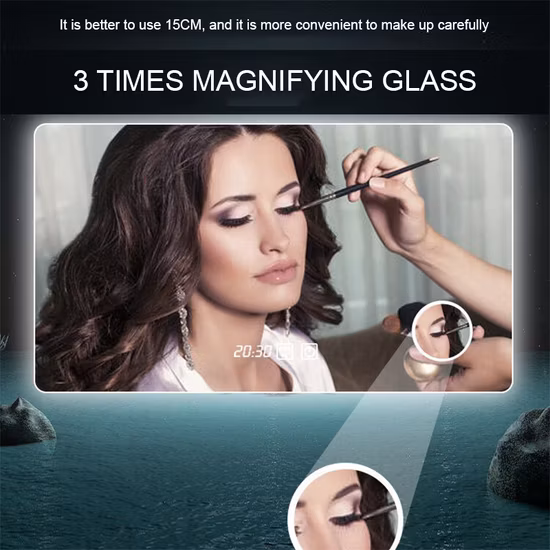 도매 욕실 스마트 백라이트 LED 조명 화장대 상단 장식 유리 벽 거울