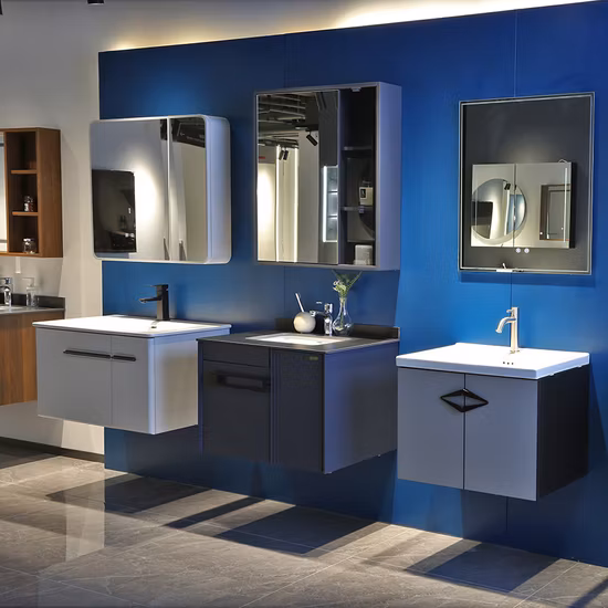 베스트셀러, 좋은 가격, LED 거울과 측면 캐비닛을 갖춘 벽걸이 PVC 욕실 세면대